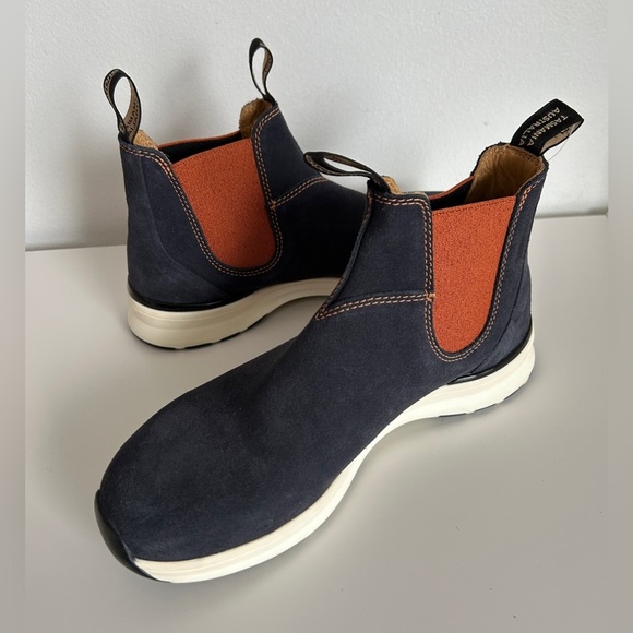 NWOT Blundstone Men's Navy Suede Orange Chelsea Boots - Picture 6 of 10